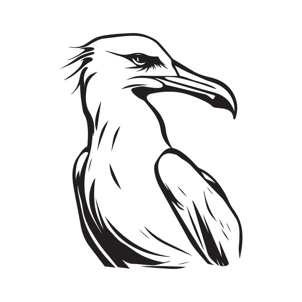 albatross fågel logotyp bild design svart stock bild på vit bakgrund vektor