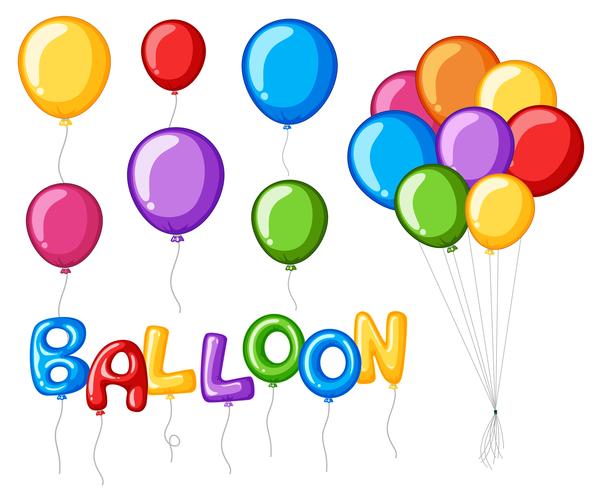 Färgglada ballonger med ordballong vektor