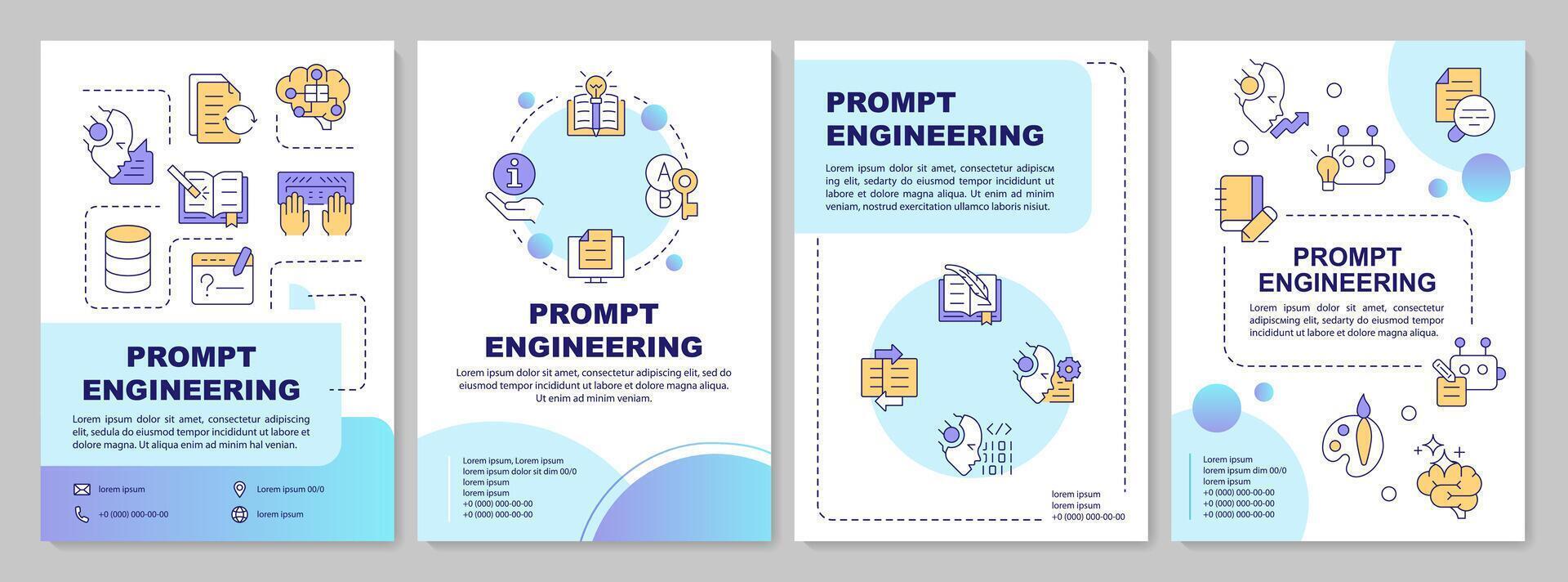 prompt Ingenieurwesen Blau Kreis Broschüre Vorlage. Flugblatt Design mit linear Symbole. editierbar 4 Layouts zum Präsentation, jährlich Berichte vektor