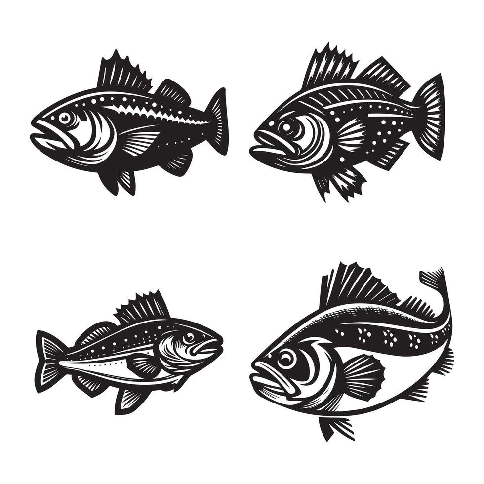 Kabeljau Fisch Silhouette Symbol Grafik Logo Design vektor