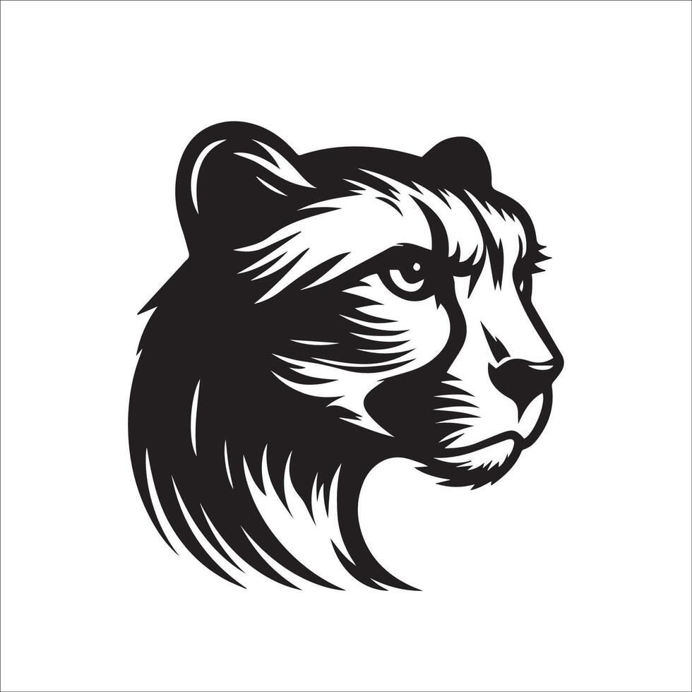 gepard logotyp - en fast besluten gepard ansikte illustration i svart och vit vektor