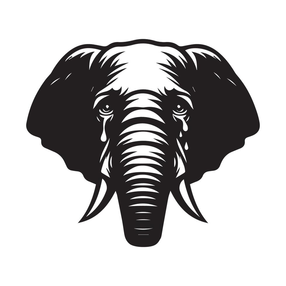 Elefant - - traurig Elefant Gesicht Illustration Logo Konzept Design vektor