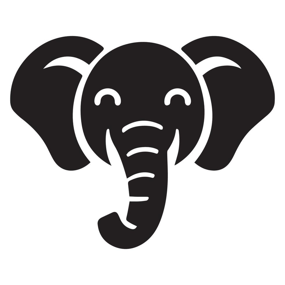 elefant silhuett - vänlig elefant ansikte illustration på en vit bakgrund vektor