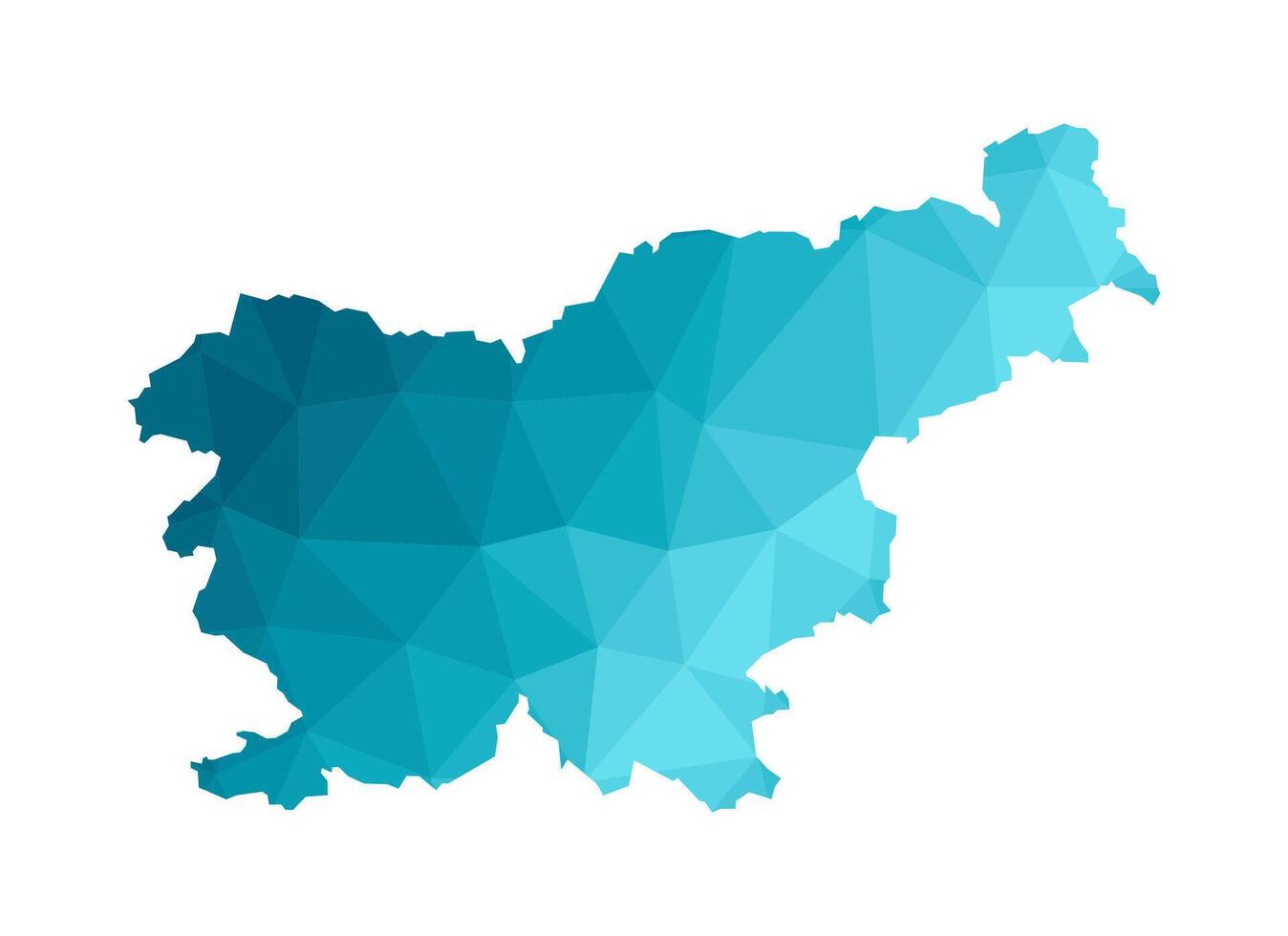 illustration med förenklad blå silhuett av slovenien Karta. polygonal triangel- stil. vit bakgrund. vektor