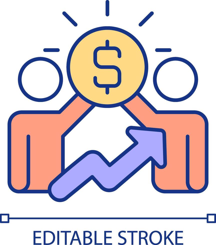 finanziell Erfolg rgb Farbe Symbol. effizient Zusammenarbeit. Einnahmen Wachstum. Geschäft Entwicklung. profitieren Zunahme. isoliert Illustration. einfach gefüllt Linie Zeichnung. editierbar Schlaganfall vektor