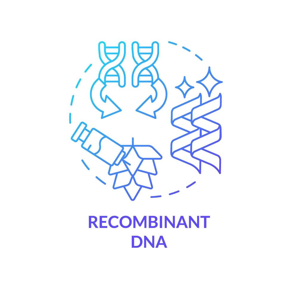 rekombinant DNA Blau Gradient Konzept Symbol. Genom Sequenzierung, rna Interferenz. Ernte Verbesserung. runden gestalten Linie Illustration. abstrakt Idee. Grafik Design. einfach zu verwenden im Artikel, Blog Post vektor