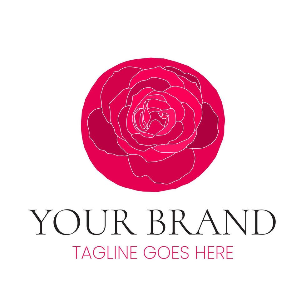 Rose Blume Marke Logo Design. runden Rosa und rot Logo zum florist, Schönheit Salon, feminin Geschäft vektor