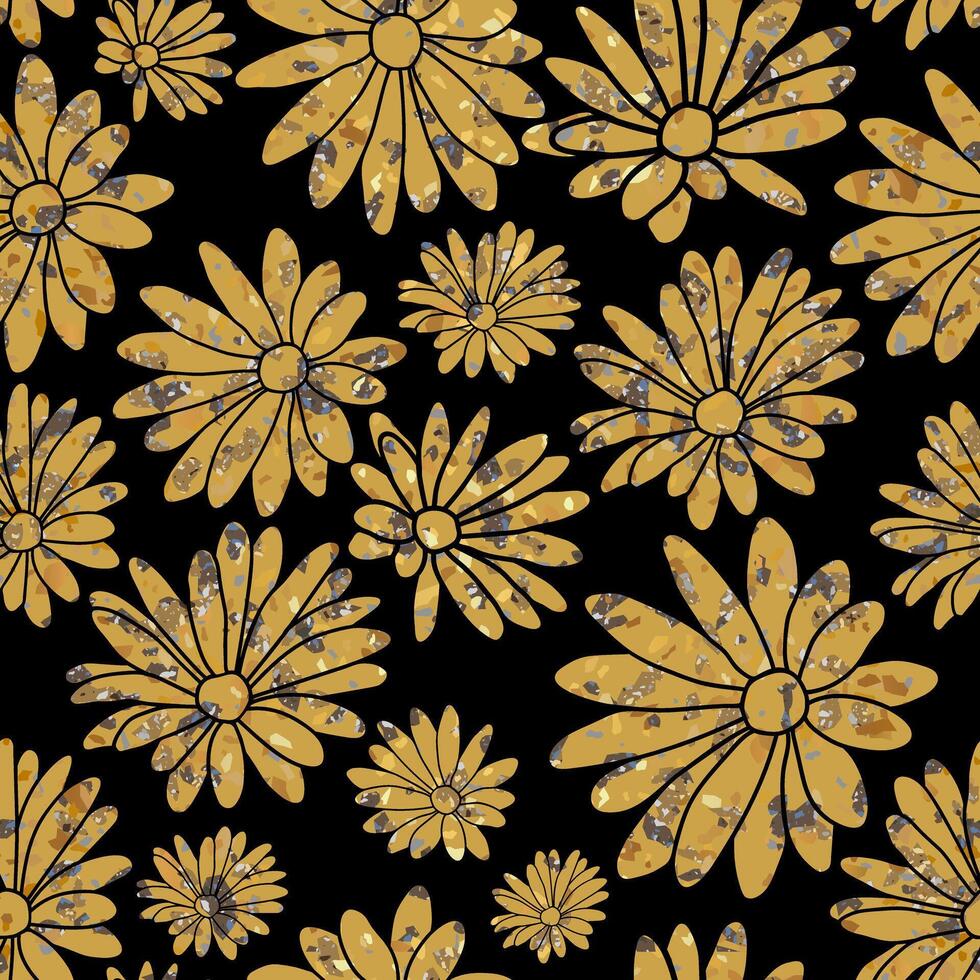 blommig sten textur sömlös mönster design på svart blomma bakgrund vektor