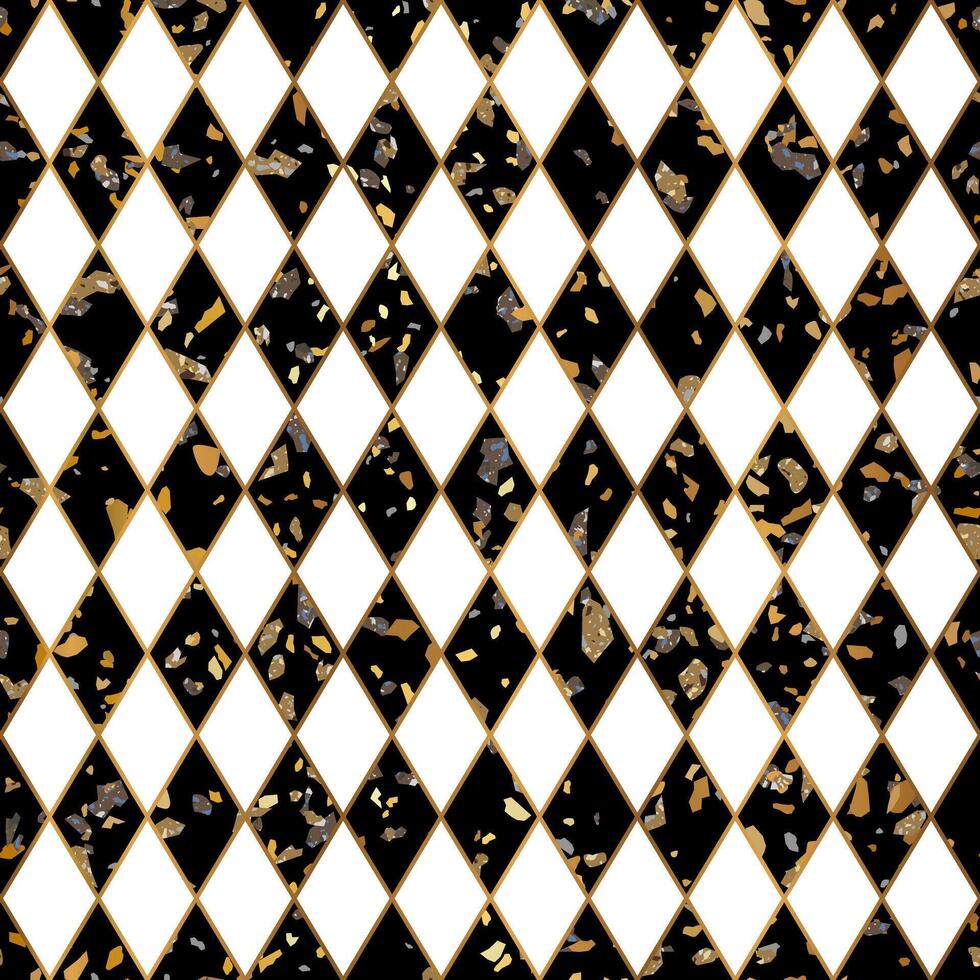 sauber schwarz Weiß Terrazzo Stein geometrisch Textur nahtlos Muster Design vektor