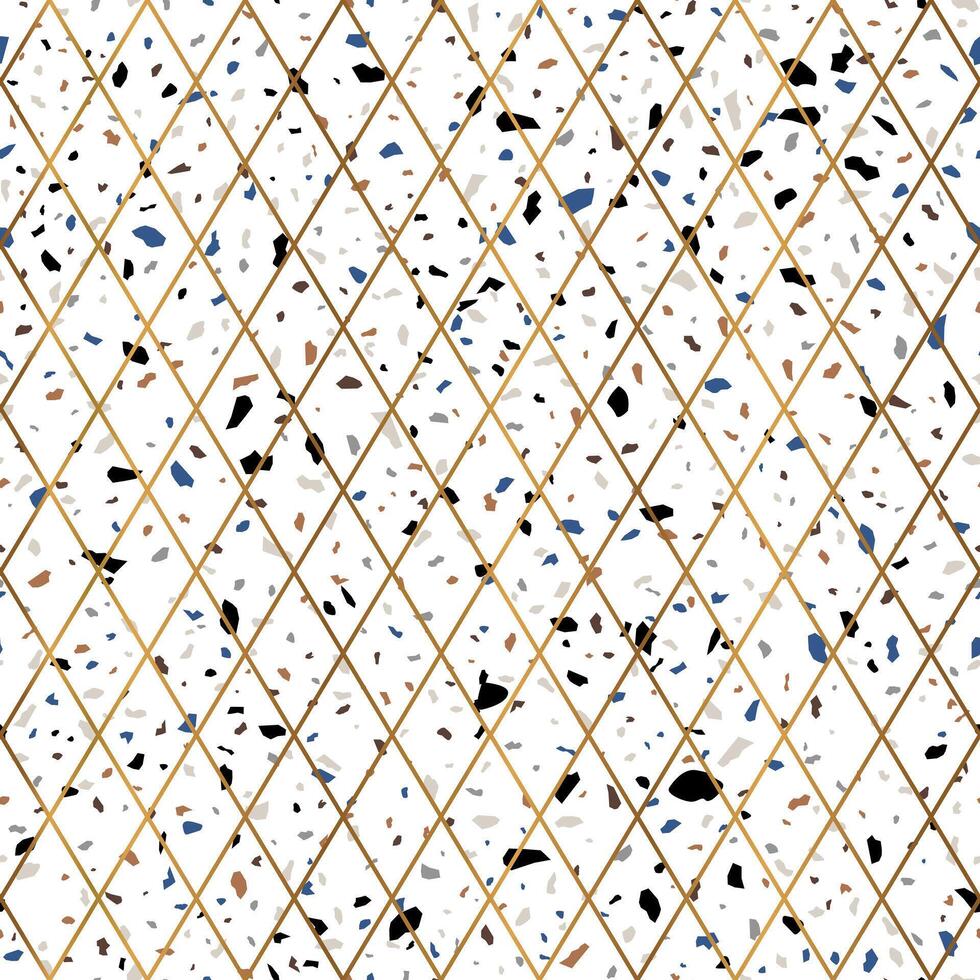 geometrisk guld terrazzo sten textur sömlös mönster design vektor