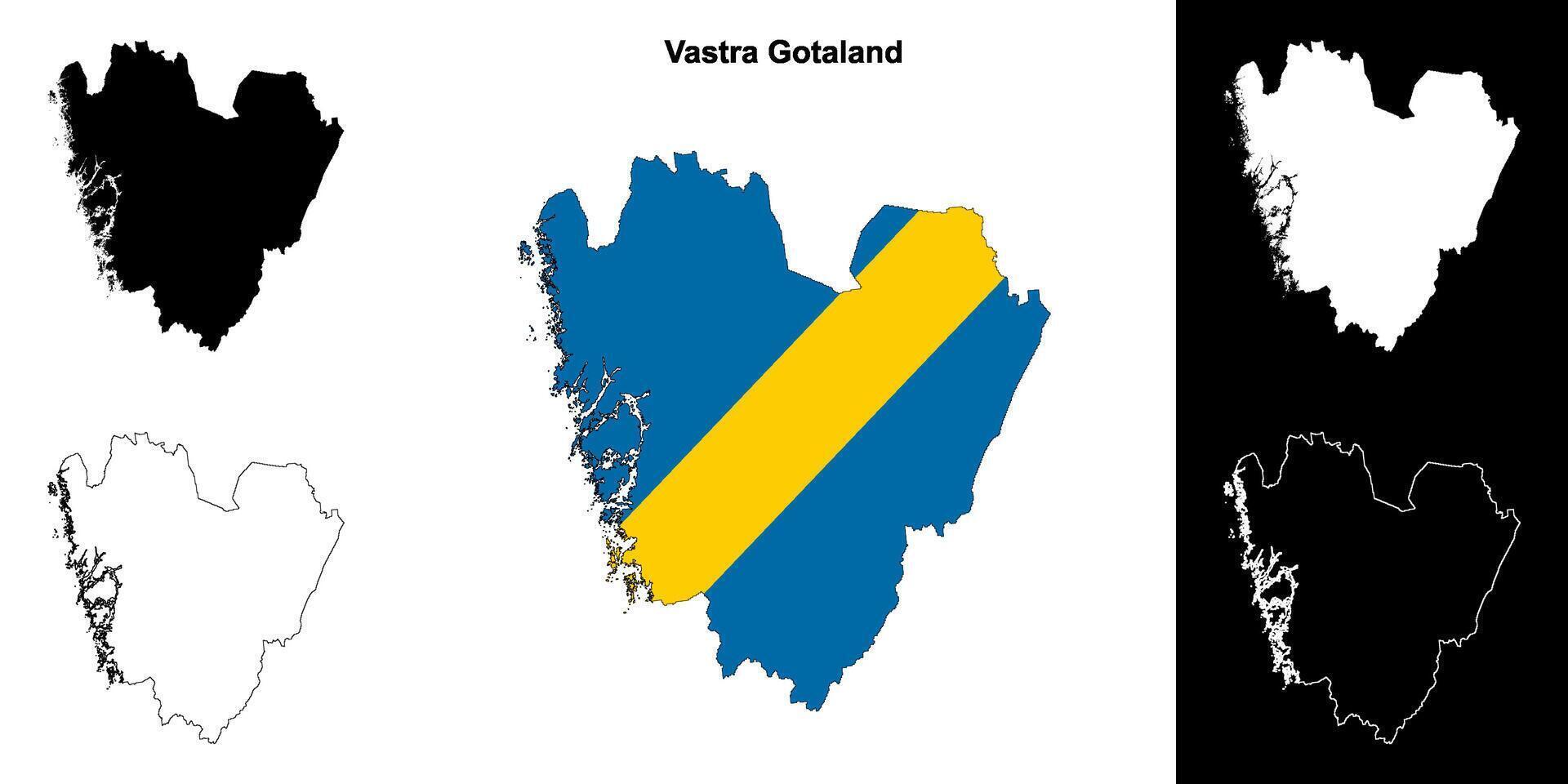 Vastra Gotland Bezirk leer Gliederung Karte einstellen vektor