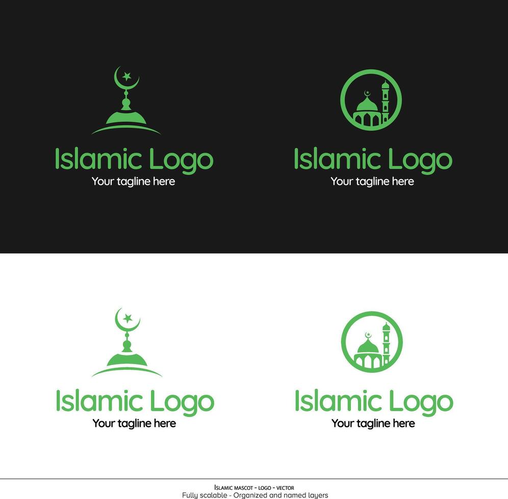islamic logotyp maskot emblem - moské och minareter logotyp vektor