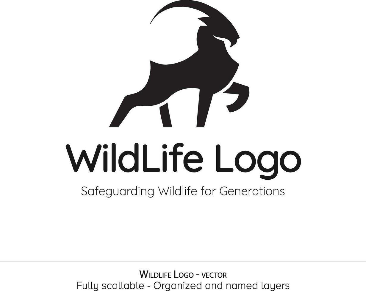 Tierwelt Maskottchen Logo Sammlung Ziege, Hirsch mit enorm Geweih, markhor Silhouette vektor