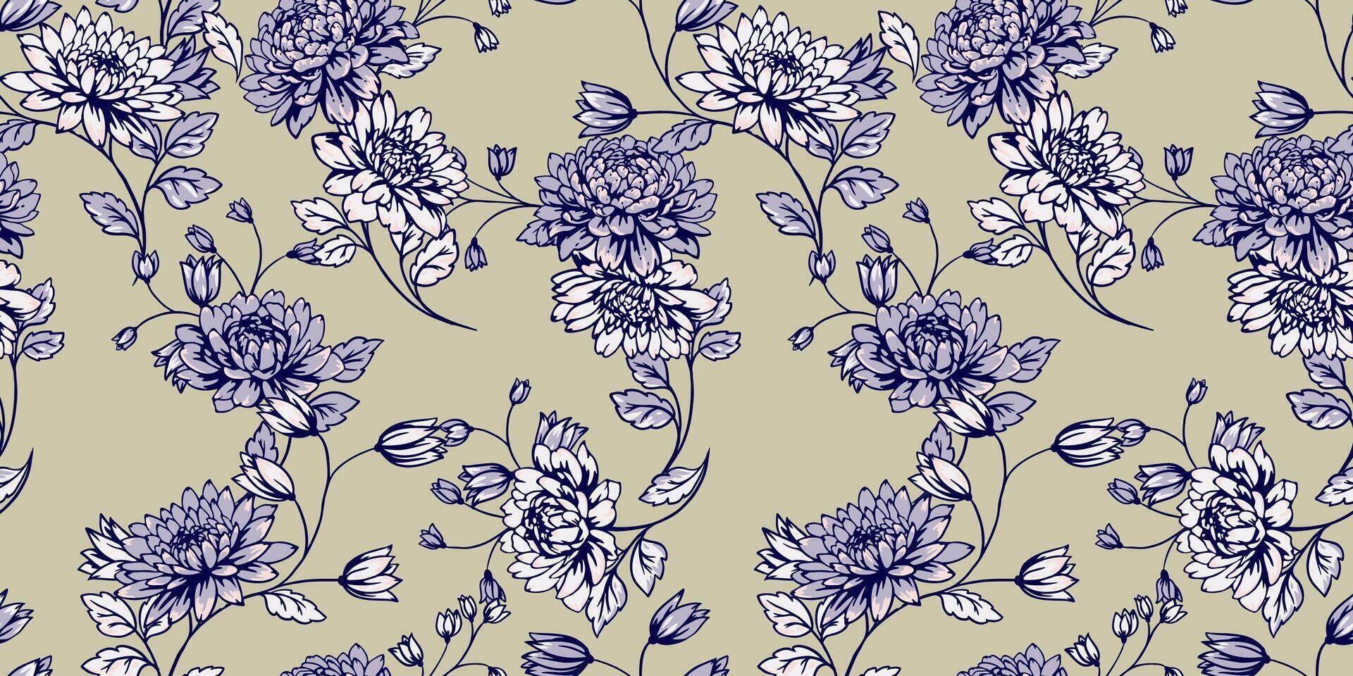 Blüten Geäst mit groß Blumen, Blätter, Knospen nahtlos Muster. Hand gezeichnet. künstlerisch, abstrakt Blumen- Stängel Drucken. Vorlage zum Entwürfe, Stoff, Mode, Textil, Hintergrund vektor