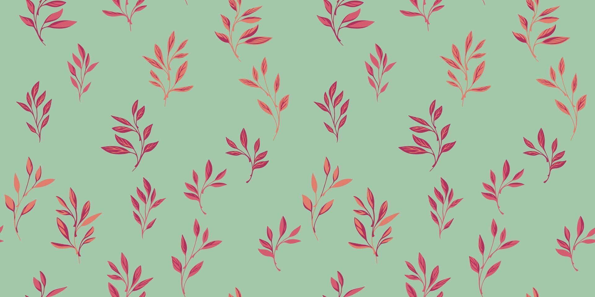 abstrakt mycket liten isolera löv grenar grön sömlös mönster. hand ritade. minimalistisk blad stjälkar utskrift. mall för mönster, collage, mönstrad vektor
