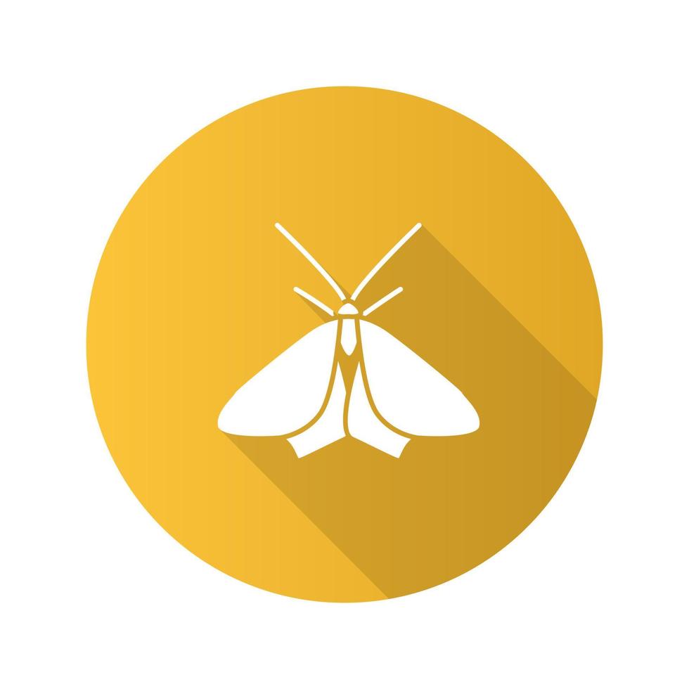 Motte flaches Design lange Schatten Glyphe Symbol. Schmetterling. Insekt. Vektor-Silhouette-Abbildung vektor