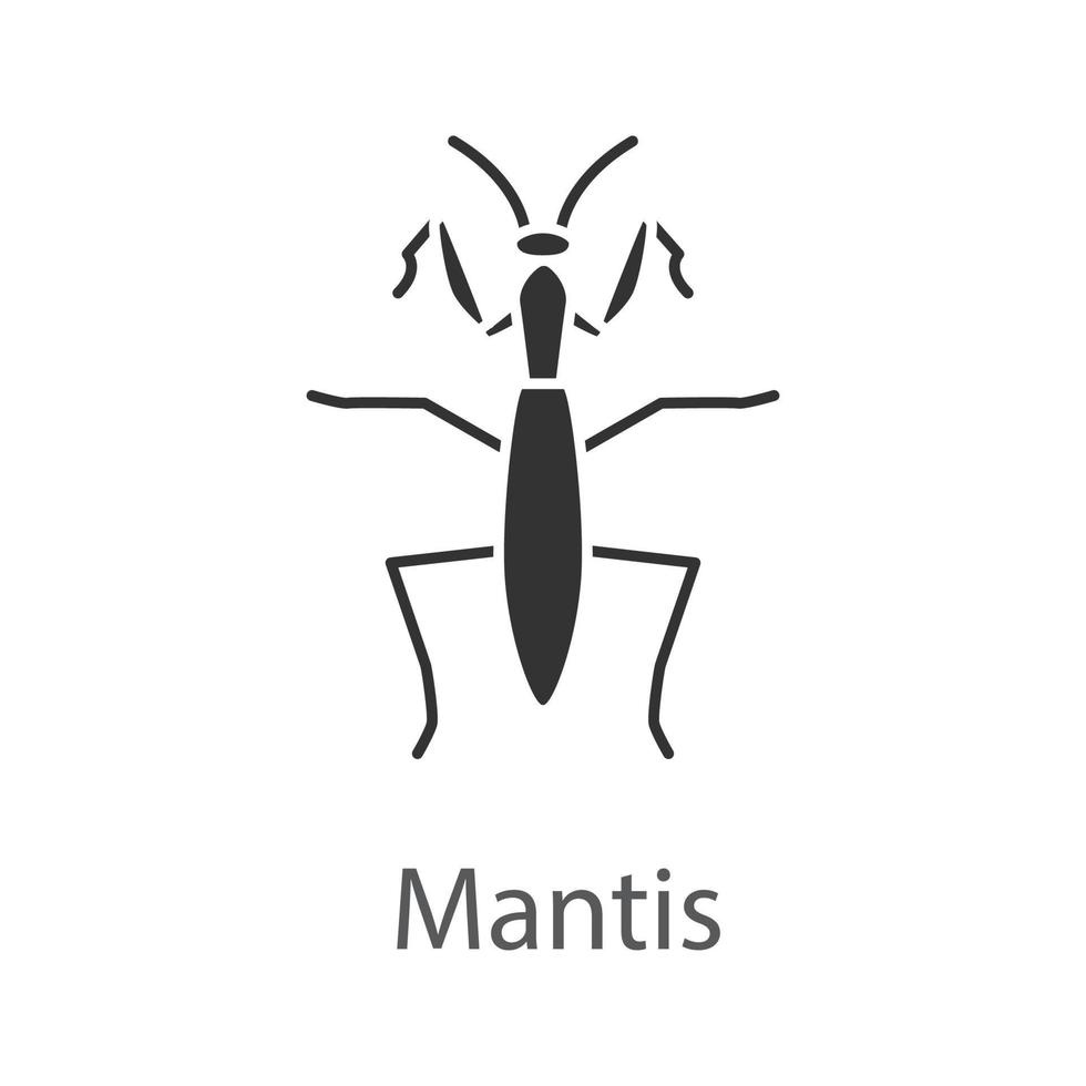 Gottesanbeterin Glyphe Symbol. Mantodea. Insekt. Silhouette-Symbol. negativen Raum. isolierte Vektorgrafik vektor