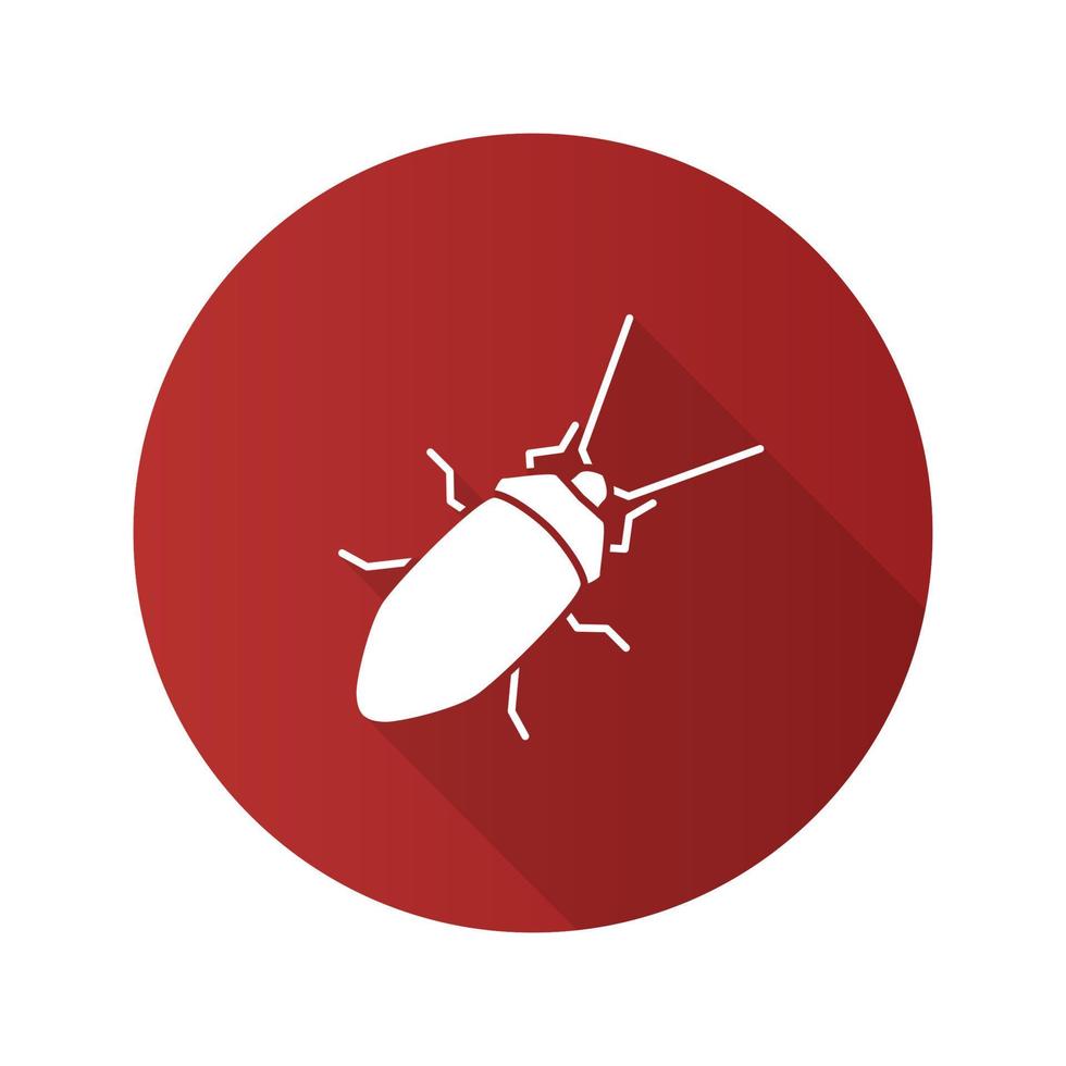 kackerlacka platt design lång skugga glyfikon. insekt. vektor siluett illustration