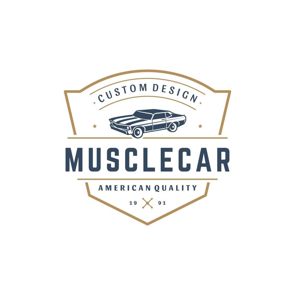 muskel bil logotyp mall design element årgång stil vektor