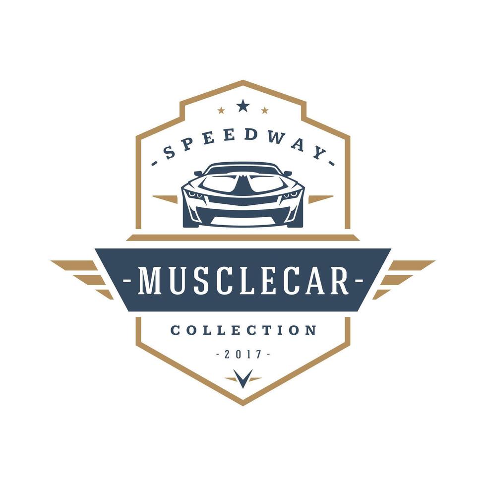 Muskel Auto Logo Vorlage Design Element Jahrgang Stil zum Etikette oder Abzeichen vektor