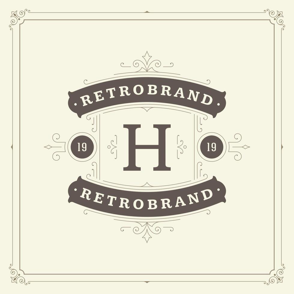 Ornament Monogramm Logo Design Vorlage gedeiht kalligraphisch Jahrgang rahmen. vektor