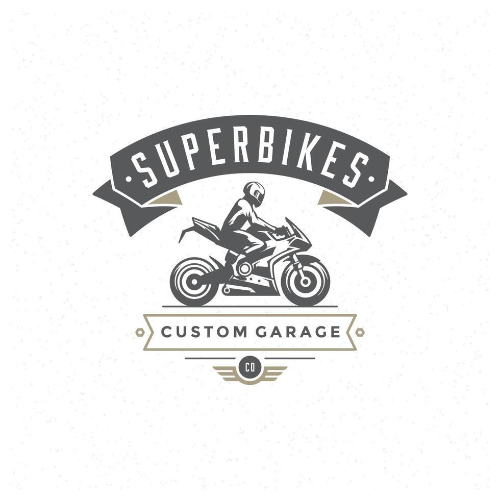 sport motorcykel logotyp mall design element årgång stil vektor