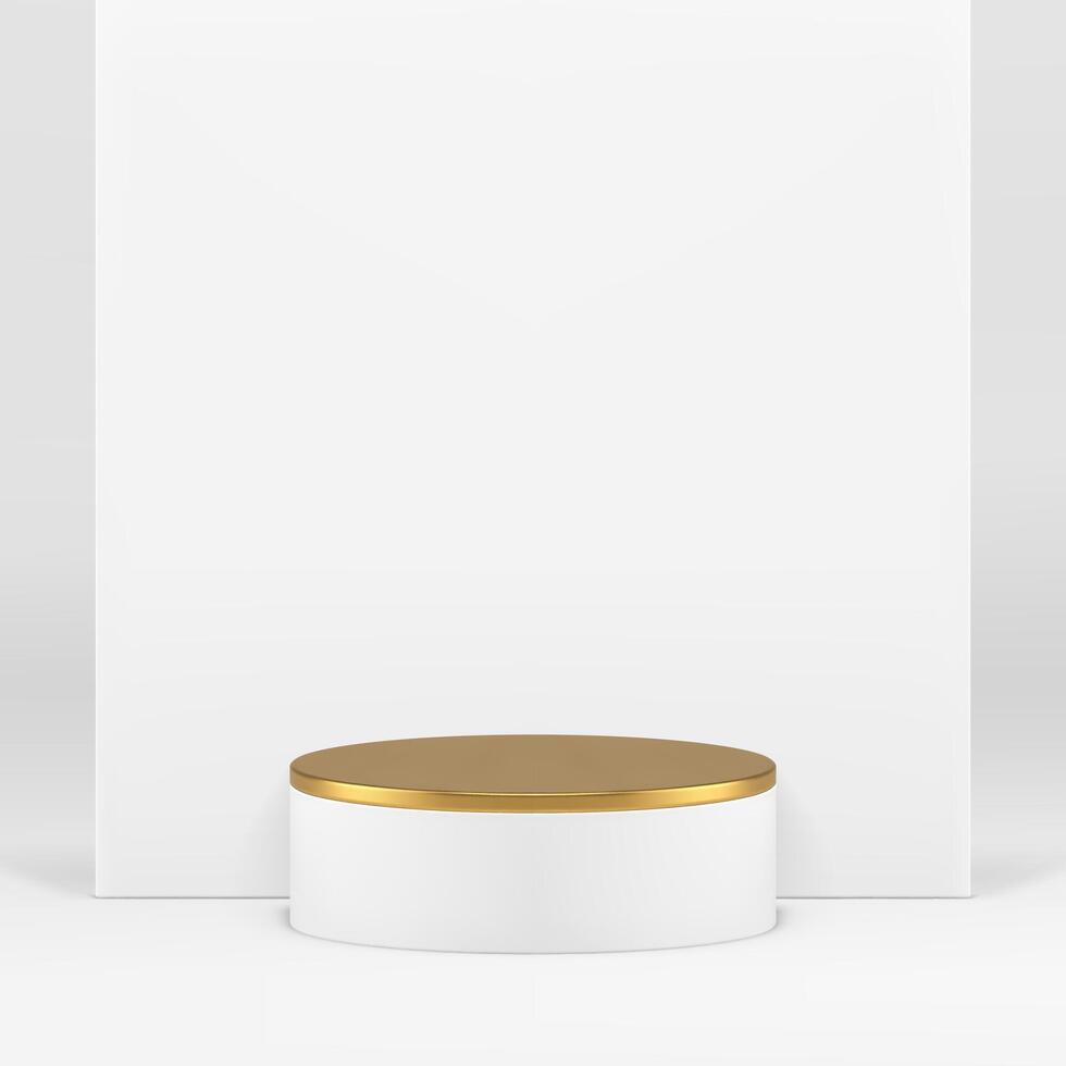 Luxus 3d Zylinder Podium Sockel Weiß spotten oben zum kosmetisch Produkt Show realistisch vektor