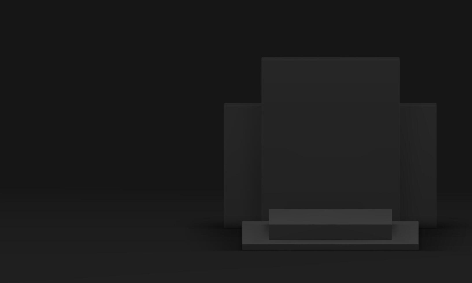 schwarz 3d Podium Sockel Mode Anzeige spotten oben zum Produkt Show Präsentation realistisch vektor