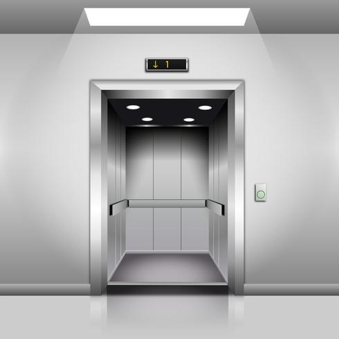 Realistischer leerer moderner Aufzug mit offener Tür vektor