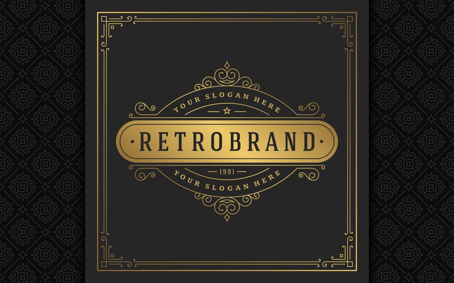 Jahrgang Logo elegant gedeiht Linie Kunst anmutig Ornamente viktorianisch Stil Vorlage Design vektor