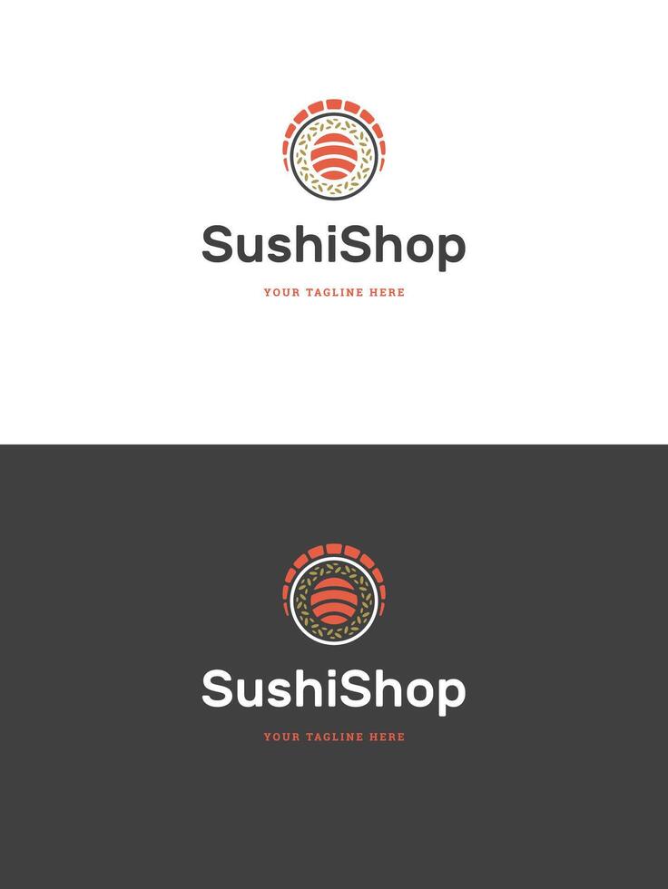 Sushi Restaurant Emblem Logo Vorlage Illustration. vektor