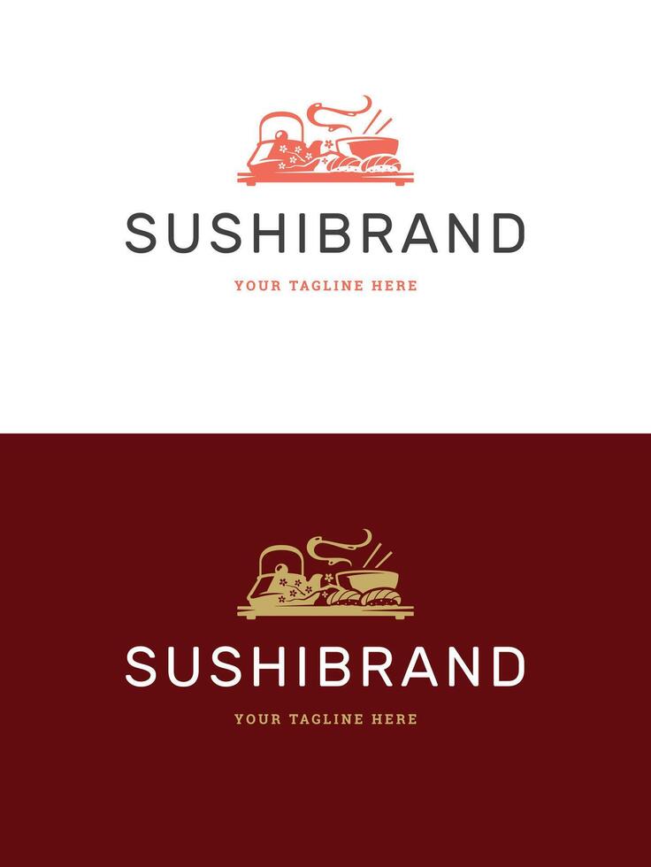 Sushi Restaurant Emblem Logo Vorlage Illustration. vektor