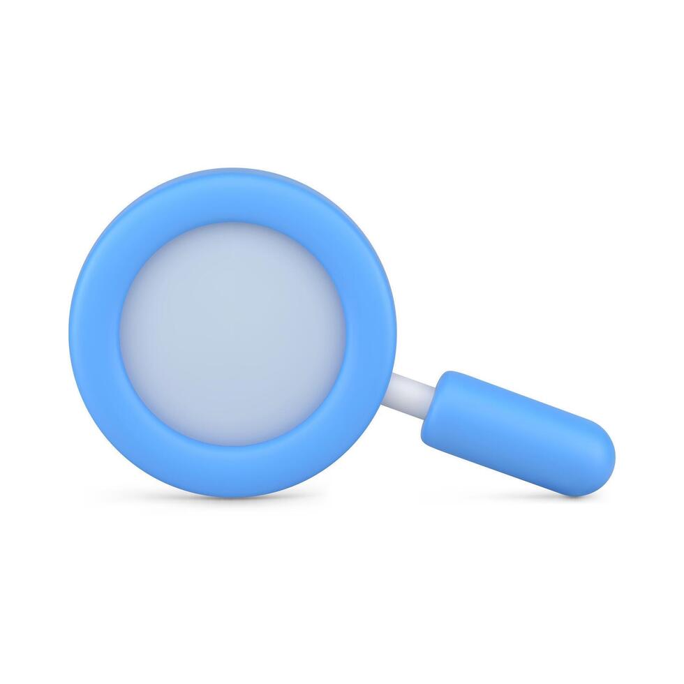 Vergrößerung Blau 3d Lupe. Forschung und Skalierung Werkzeug vektor