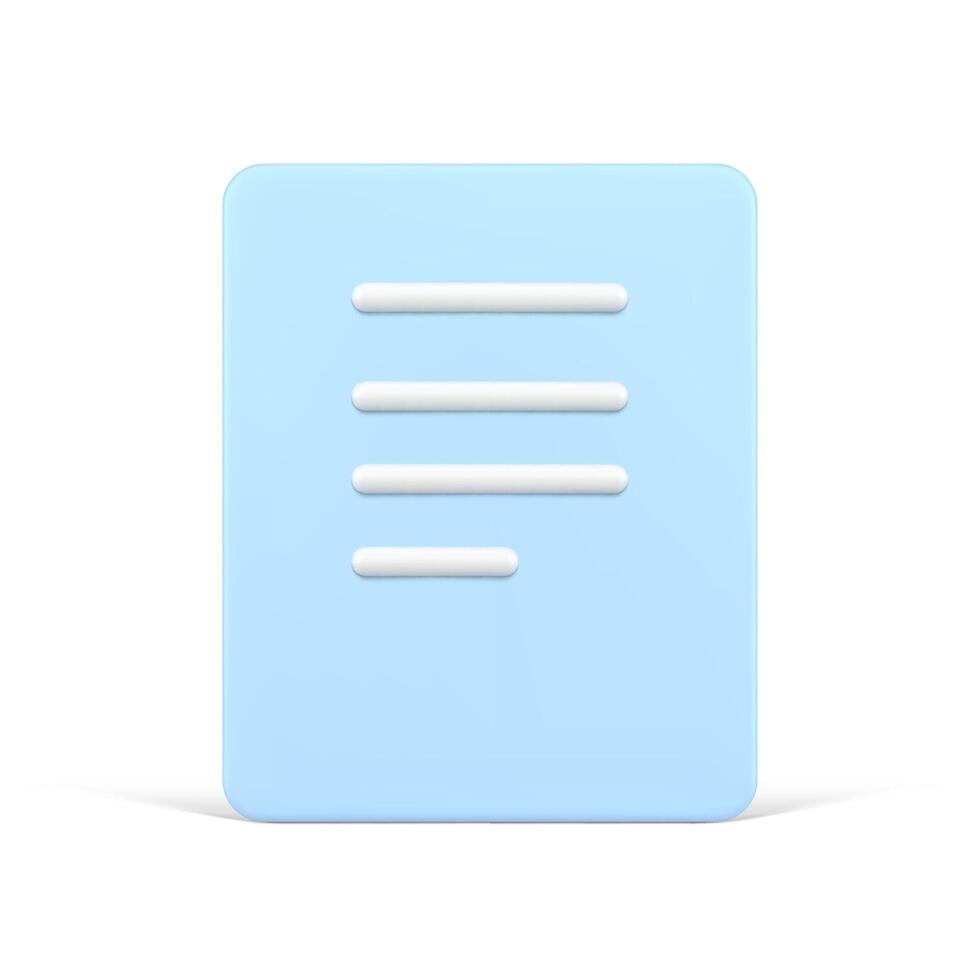 digital 3d avtal. blå papper sida med finansiell avtal vektor