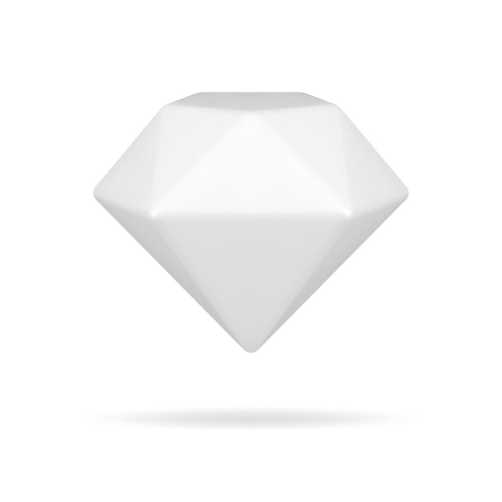 vit 3d diamant. lutning lysande med geometrisk fasetter vektor