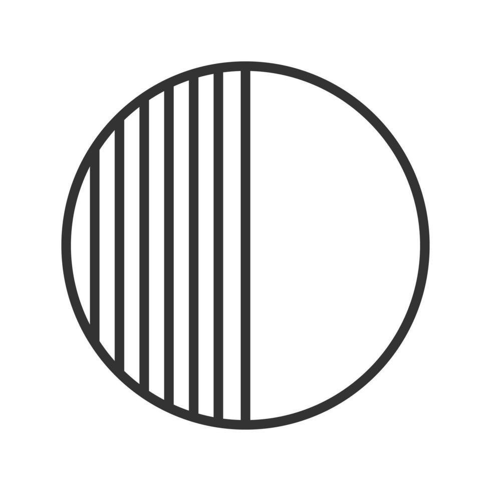 halbe abstrakte Metapher lineares Symbol. dünne Linie Abbildung. Symbol für halbierte Kreiskontur. Vektor isolierte Umrisszeichnung