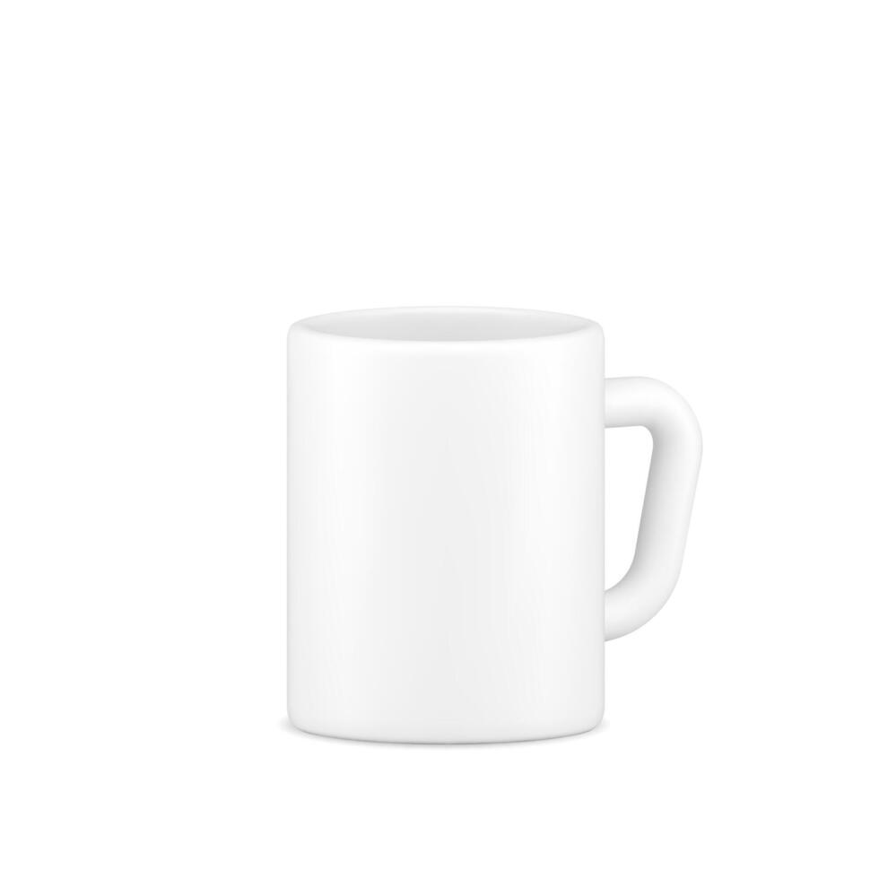 Weiß Kaffee Tasse 3d Symbol. volumetrisch Tasse zum heiß Tee vektor