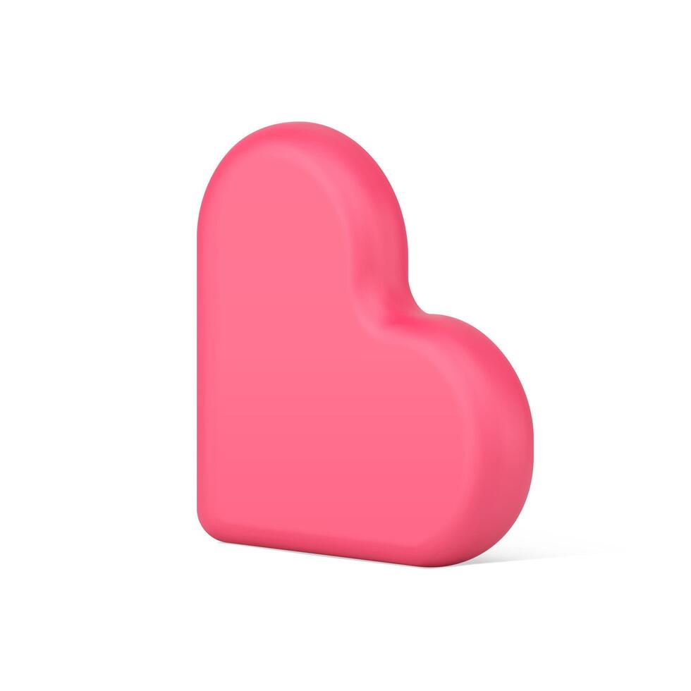 webb rosa hjärta 3d ikon. Semester tecken av kärlek och lycka vektor