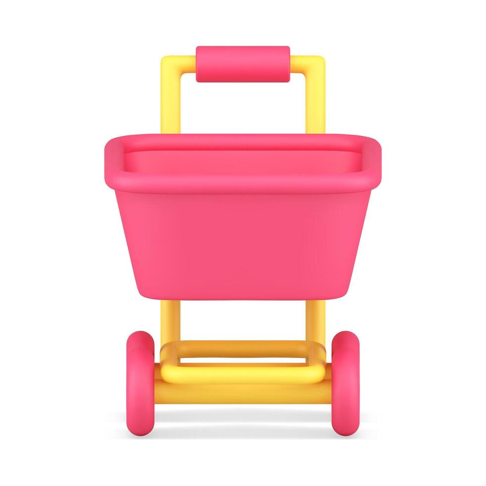glansig rosa mataffär vagn företag handla detaljhandeln mobil Ansökan 3d ikon vektor