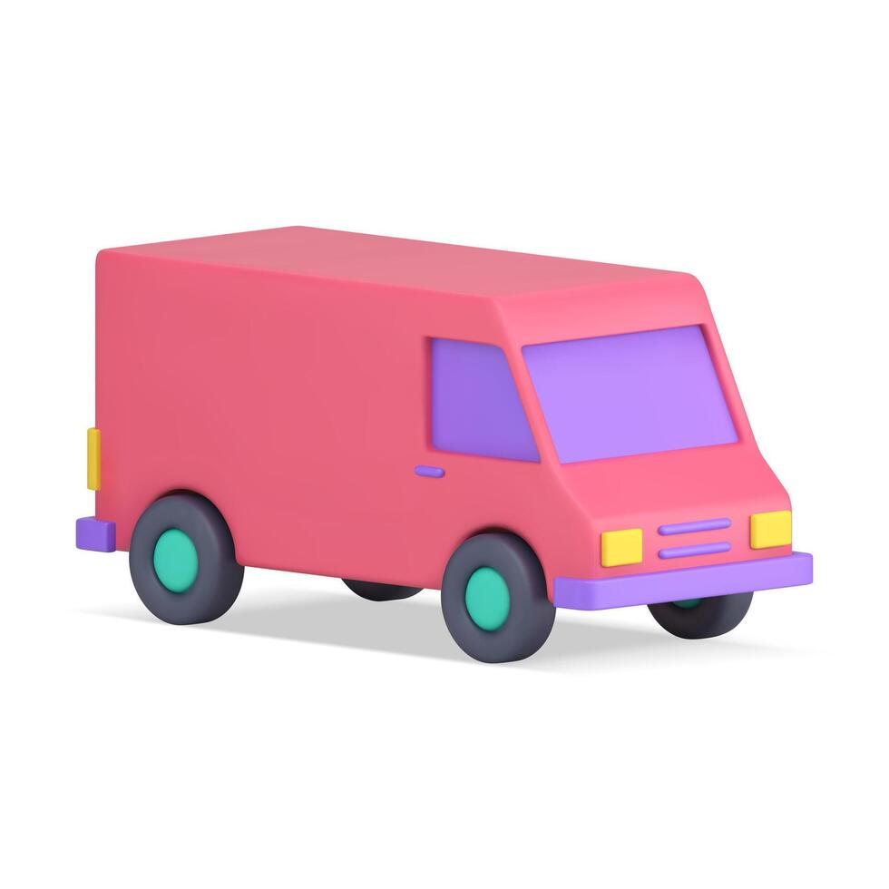 realistisch 3d Symbol Rosa Box LKW zum kommerziell Lieferung Bedienung logistisch Waren Transport vektor