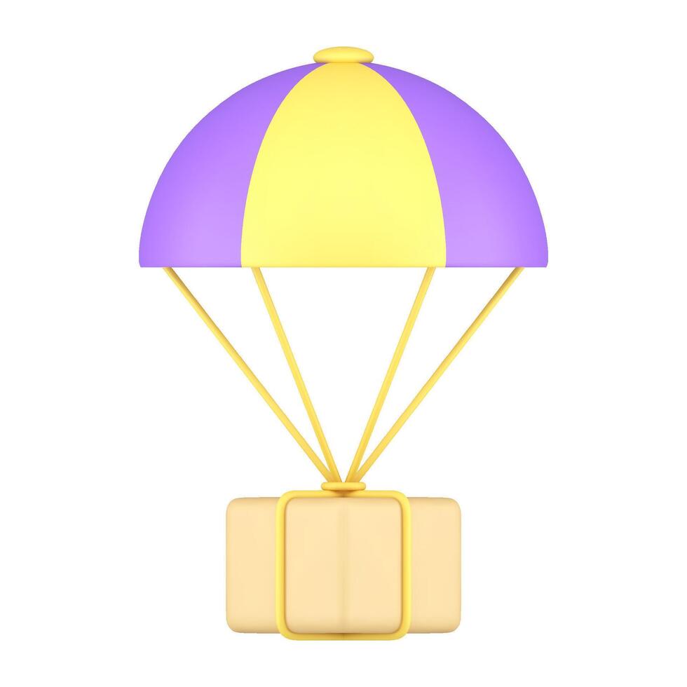 Ladung Kurier global Versand fliegend heiß Luft Ballon mit Karton Box 3d Symbol Illustration vektor