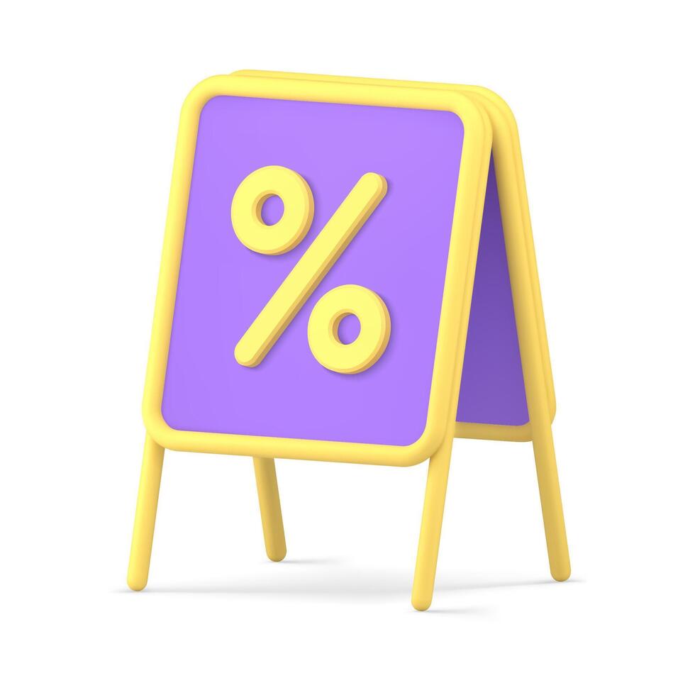 Geschäft kommerziell Symbol gefaltet tragbar Stand Tafel mit Prozent 3d Symbol isometrisch vektor