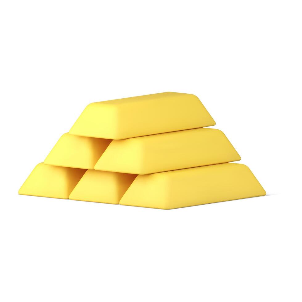 Dreieck Pyramide golden Goldbarren Stapel Vorderseite Seite Aussicht 3d Symbol realistisch Illustration vektor