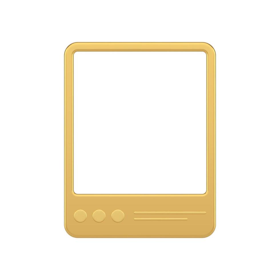 metallisch golden Prämie Tablette pc Rahmen Medien Post Vorlage Internet Promo realistisch 3d Symbol vektor