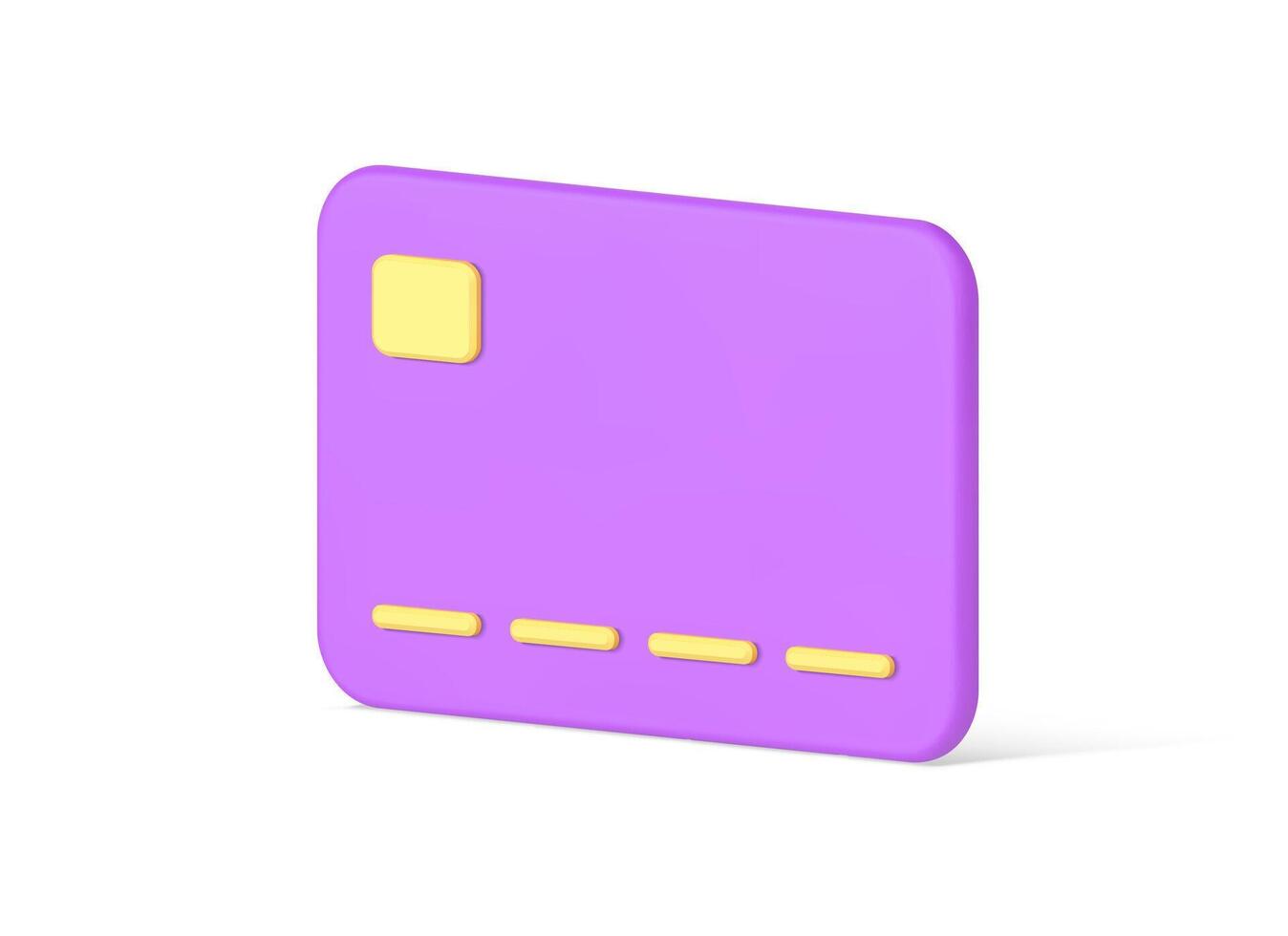 glansig violett plast kreditera kort bank data kontantlös betalning realistisk 3d ikon isometrisk vektor