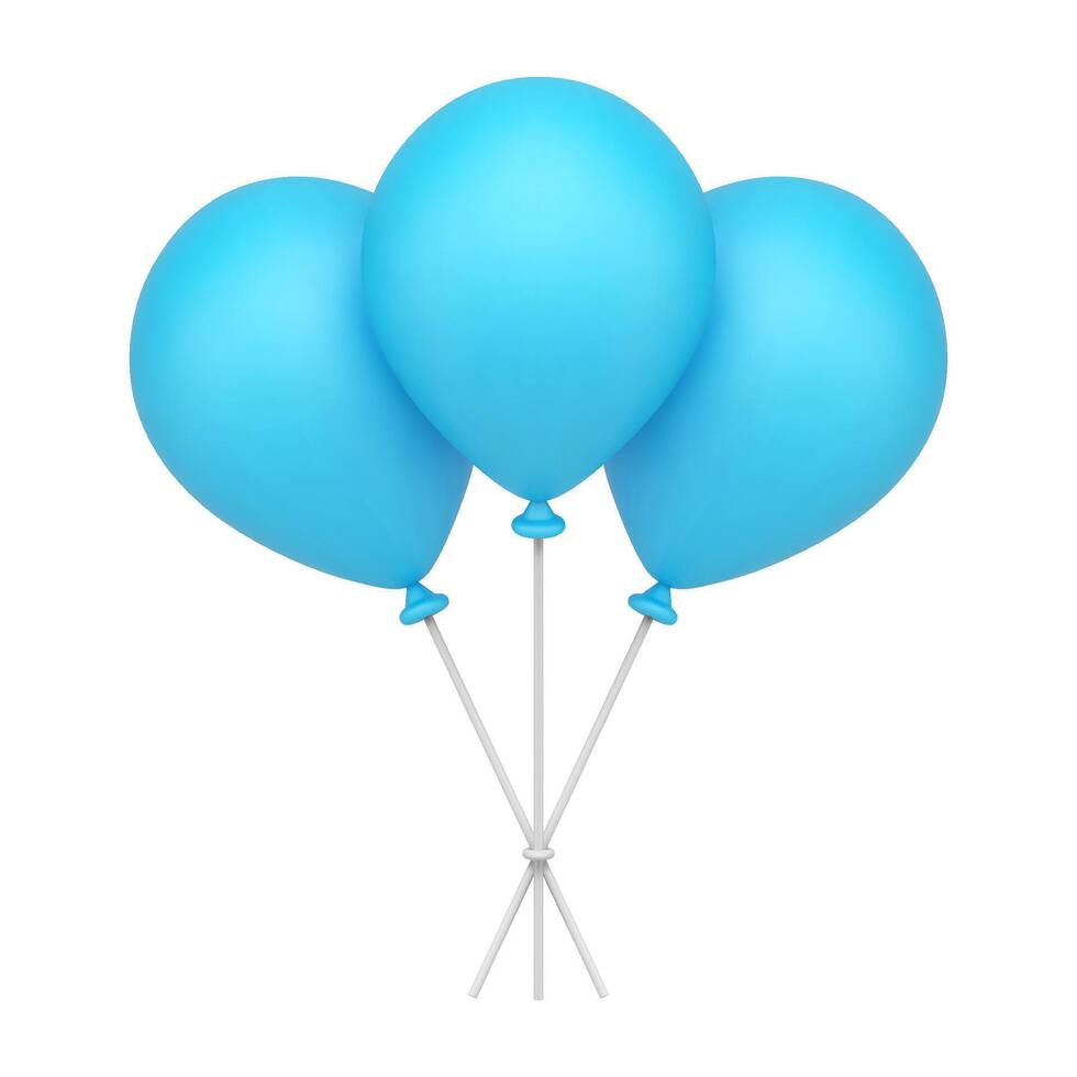glänzend Blau Gummi Helium Ballon auf Stöcke Haufen von Luft Design Dekoration realistisch 3d Symbol vektor