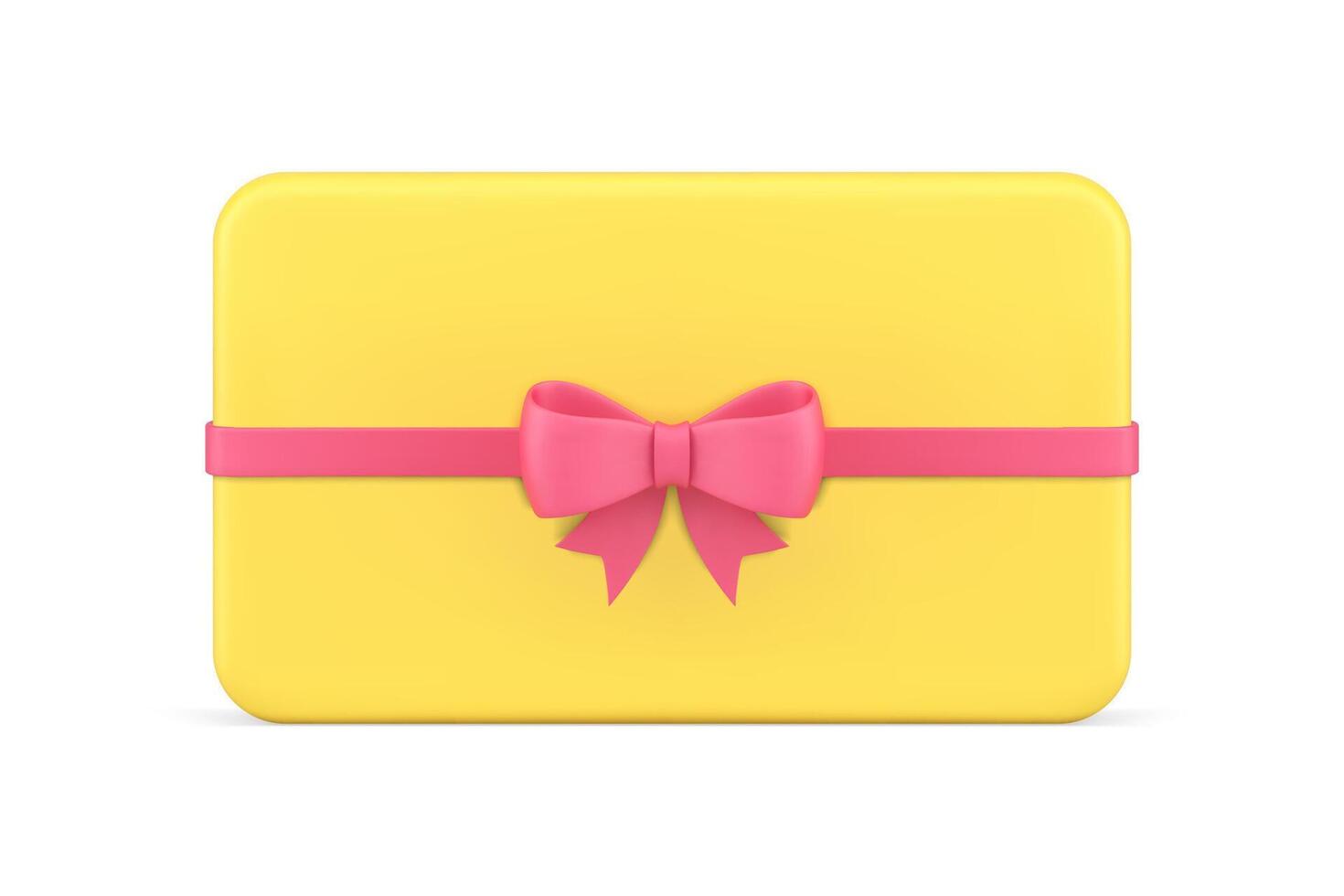 glänzend Gelb schlank Geschenk Karte Rechteck eingewickelt Container festlich Urlaub realistisch 3d Symbol vektor