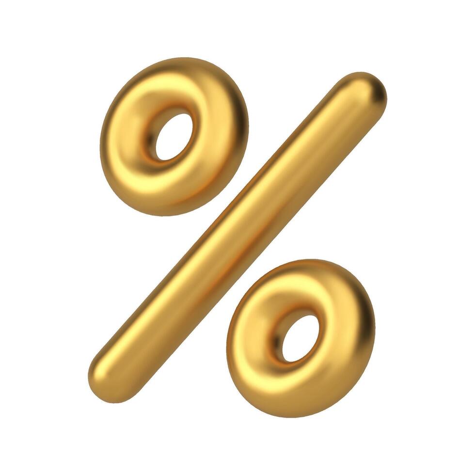 gyllene procentsats ballong premie företag bricka design realistisk 3d ikon illustration vektor