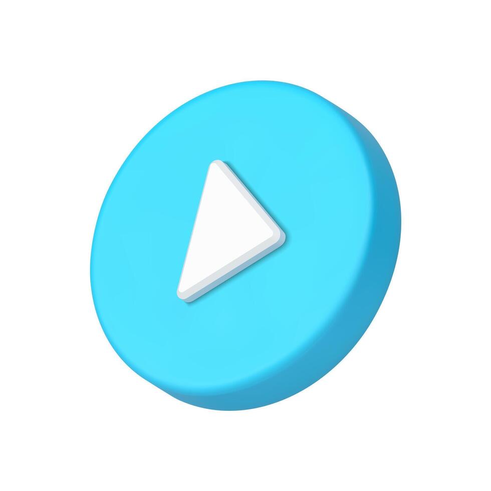 Blau Kreis drücken Taste richtig Pfeil Multimedia Rundfunk- realistisch 3d Symbol Illustration vektor