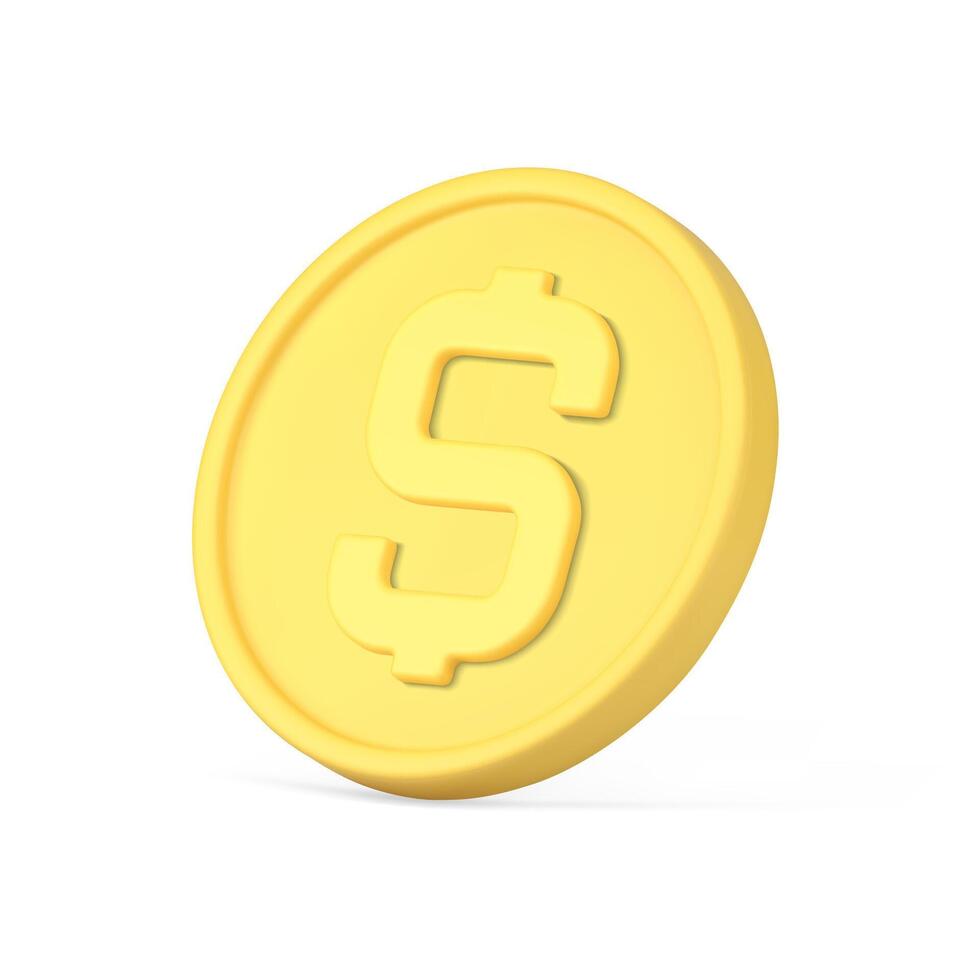 Gelb Dollar Münze Kasse amerikanisch Geld finanziell Unabhängigkeit versetzt realistisch 3d Symbol vektor
